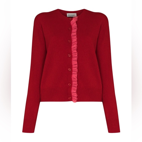 NWT Molly Goddard red ruffled Cardigan - Picture 1 of 4